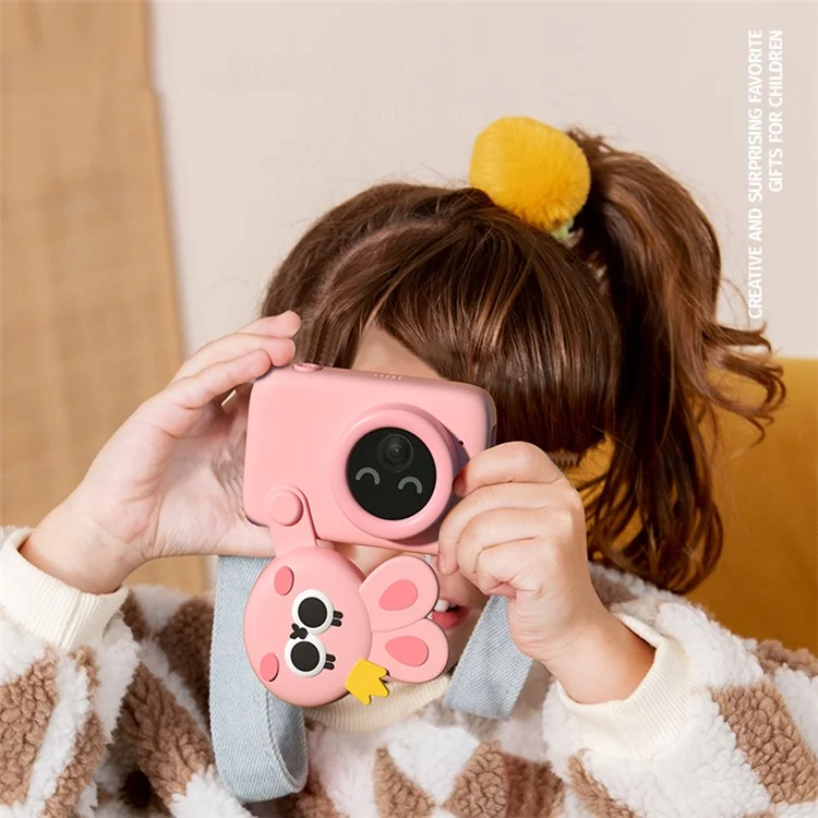 KOOOL K12 Cámara de Reconocimiento de Objetos AI para Niños 64MP Cámara Digital para Niños de 2.4 Pulgadas Videocámara Regalos de Cumpleaños Juguetes - Rosa 