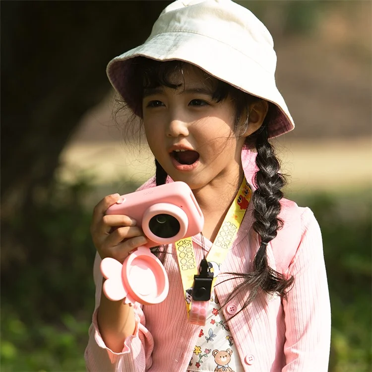 KOOOL K12 Cámara de Reconocimiento de Objetos AI para Niños 64MP Cámara Digital para Niños de 2.4 Pulgadas Videocámara Regalos de Cumpleaños Juguetes - Rosa 