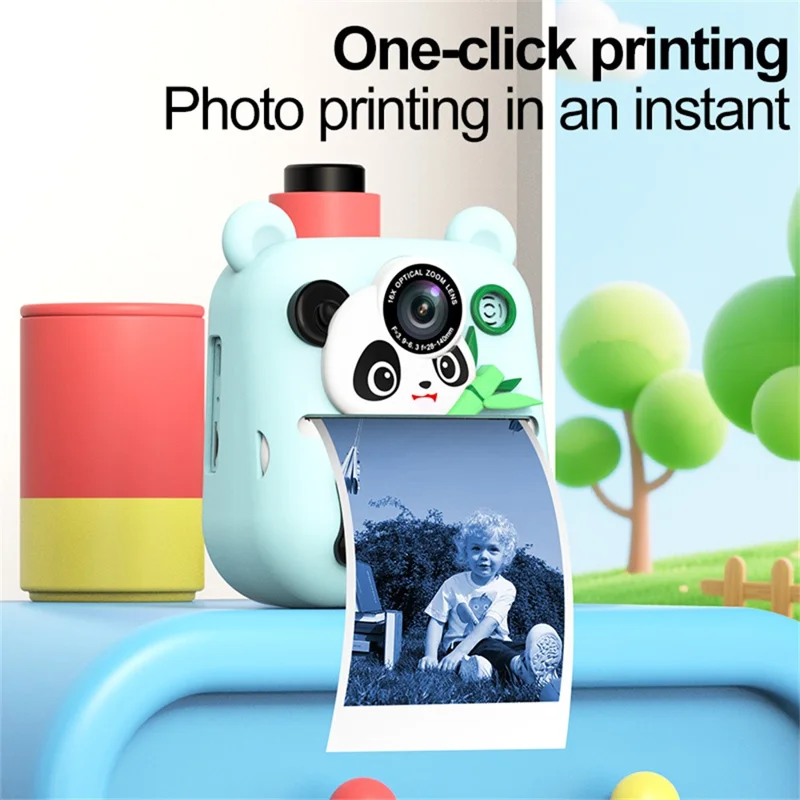 Q23 Kids Instant Printing Camera 2.4 Inch IPS Screen 48MP Dual Camera System 16X Zoom Camera Toy for Children - Rabbit Pink