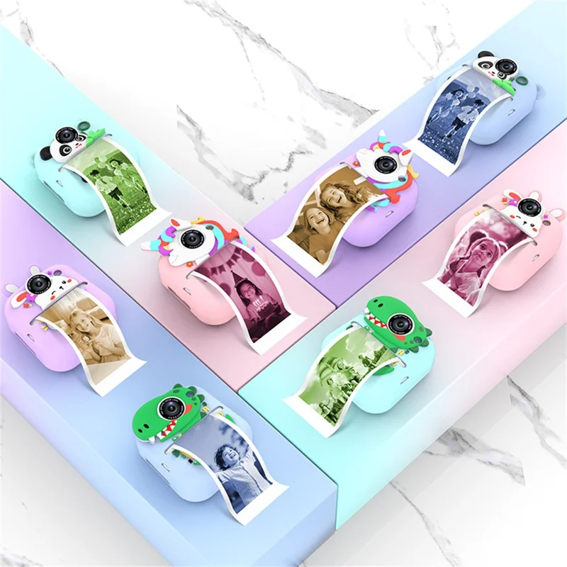 Q23 Kids Instant Printing Camera 2.4 Inch IPS Screen 48MP Dual Camera System 16X Zoom Camera Toy for Children - Rabbit Pink