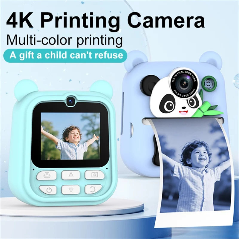 Q23 Kids Instant Printing Camera 2.4 Inch IPS Screen 48MP Dual Camera System 16X Zoom Camera Toy for Children - Rabbit Pink