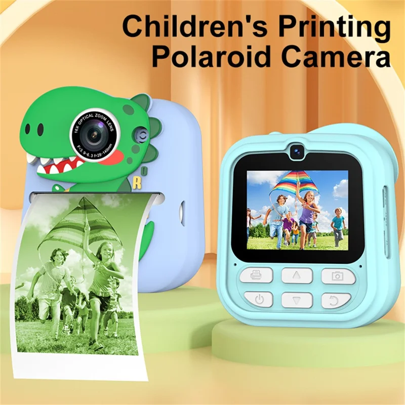 Q23 Kids Instant Printing Camera 2.4 Inch IPS Screen 48MP Dual Camera System 16X Zoom Camera Toy for Children - Rabbit Pink