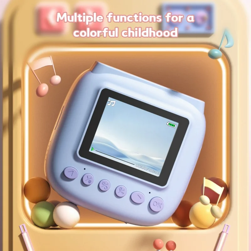 V40 Fotocamera per bambini con stampa istantanea, schermo IPS da 2,4 pollici, zoom digitale 16X, fotocamera termica per bambini - Rosa