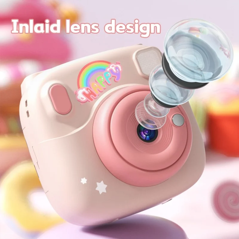 V40 Fotocamera per bambini con stampa istantanea, schermo IPS da 2,4 pollici, zoom digitale 16X, fotocamera termica per bambini - Rosa