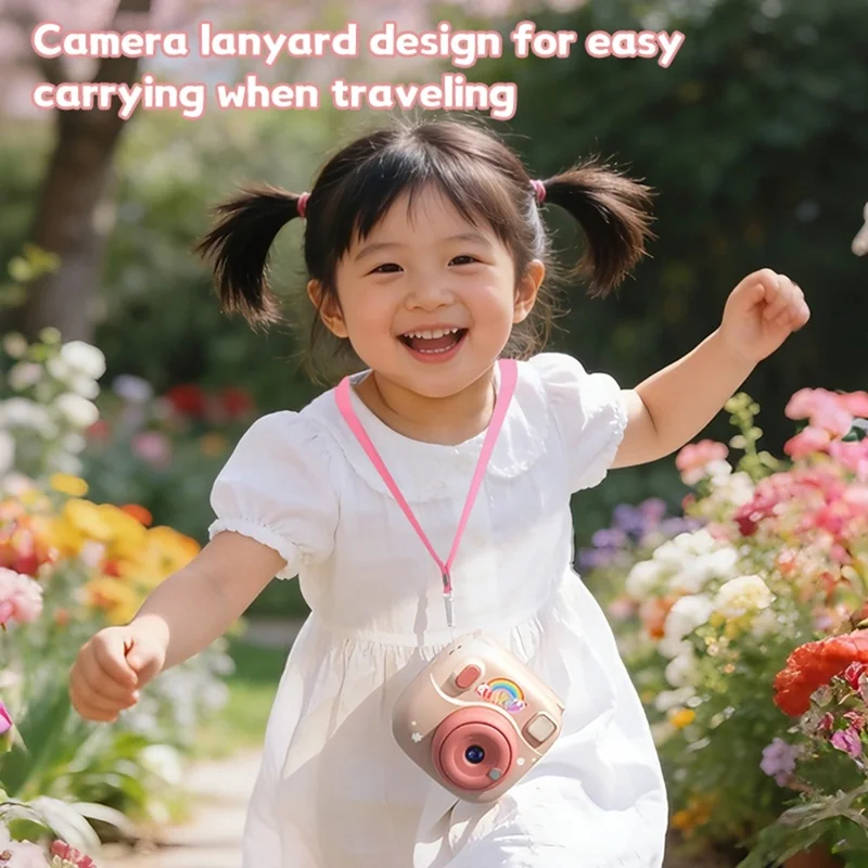 V40 Fotocamera per bambini con stampa istantanea, schermo IPS da 2,4 pollici, zoom digitale 16X, fotocamera termica per bambini - Rosa