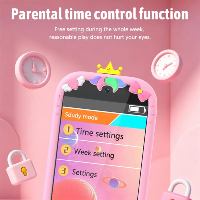 W7 Kids Digital Phone Camera 3.5 Inch HD Touchscreen Built-in 18 Games Dual Camera Video Recorder Camera Toy - Pink