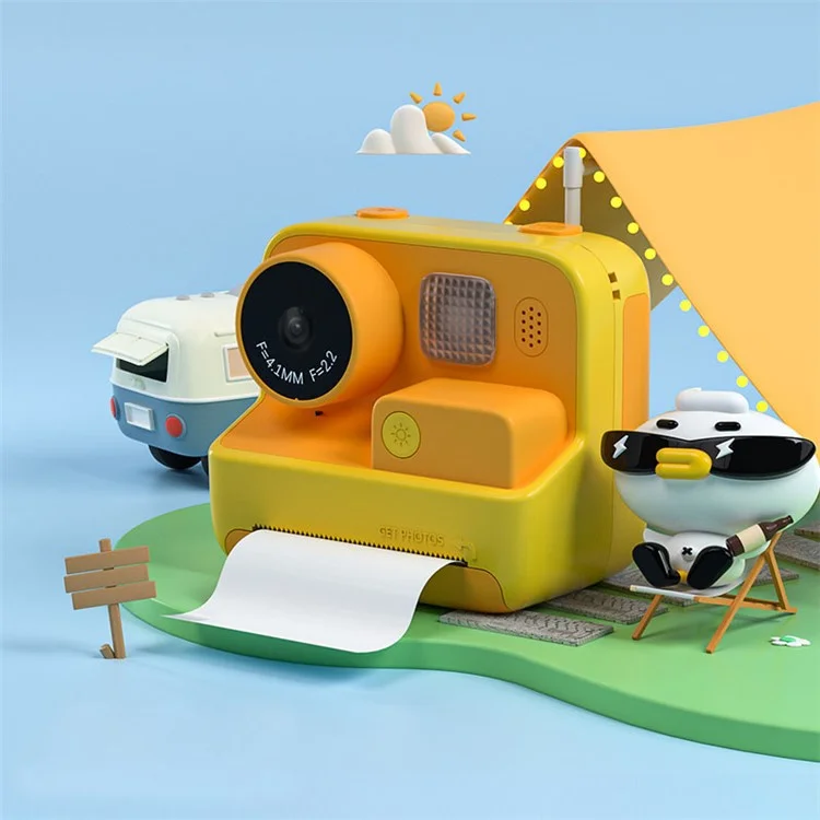 KOOOL K27 Fotocamera istantanea per bambini con schermo da 2 pollici, doppia lente HD, ricaricabile - Giallo