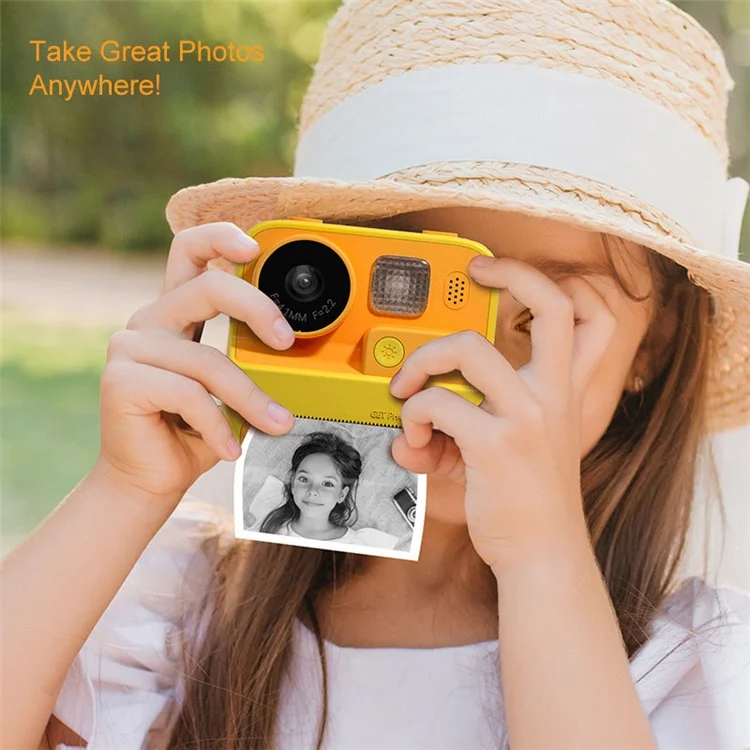 KOOOL K27 2-inch Screen ABS+PC Kids Instant Camera Toy HD Dual Lens Rechargeable Camera - Yellow