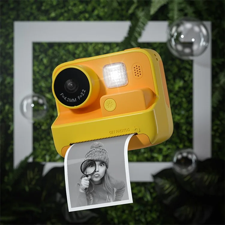 KOOOL K27 2-inch Screen ABS+PC Kids Instant Camera Toy HD Dual Lens Rechargeable Camera - Yellow