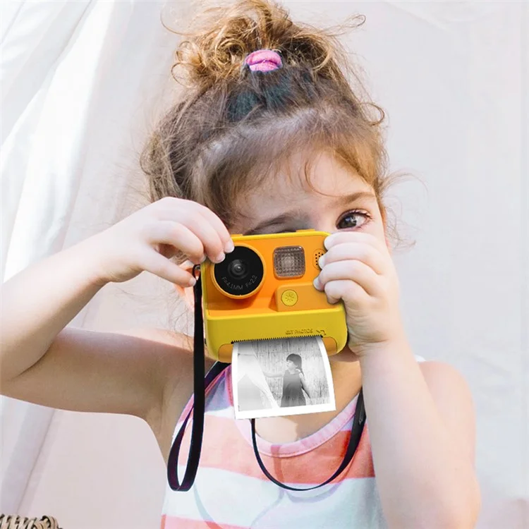 KOOOL K27 2-inch Screen ABS+PC Kids Instant Camera Toy HD Dual Lens Rechargeable Camera - Yellow