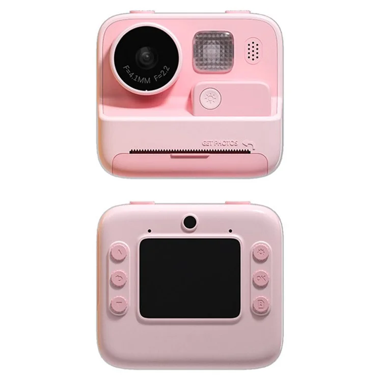 Cámara de juguete instantánea KOOOL K27 con pantalla de 2 pulgadas, carcasa de ABS+PC, doble objetivo HD recargable para niños - Rosa