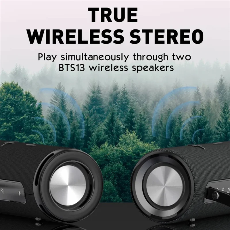 LDNIO BTS13 Bluetooth-compatible 5.3 Speaker 2000mAh RGB Ambient Light TWS Wireless Bass Stereo Wireless Speaker for Outdoor - Black