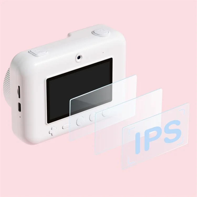 P2 4800W Pixel HD 3.0-inch Instant Camera WiFi Transmission Print Camera with Lanyard Charging Cable - Pink Cat