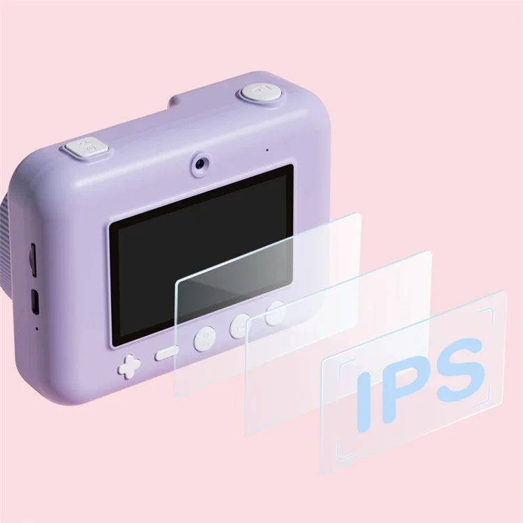 P2 4800W Pixel HD 3.0-inch Instant Camera WiFi Transmission Print Camera with Lanyard Charging Cable - Pink Cat