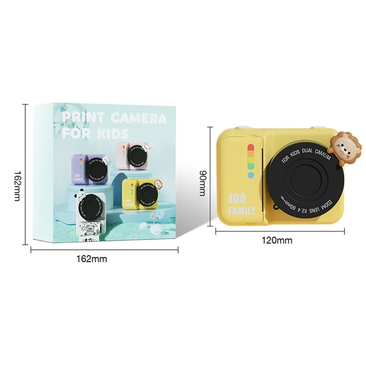 P2 4800W Pixel HD 3.0-inch Instant Camera WiFi Transmission Print Camera with Lanyard Charging Cable - Pink Cat