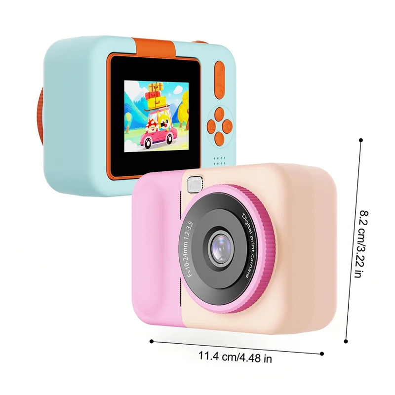 S11 Kids Digital Camera 2.4 inch Flip Screen Instant Print Camera 1080P HD Video Recording Camera - Pink