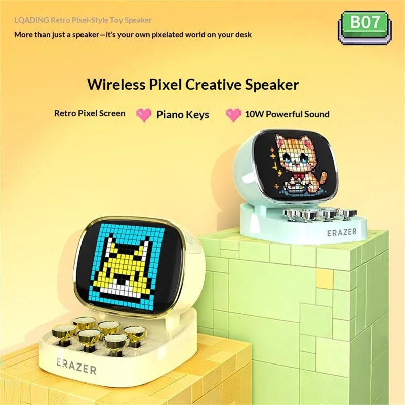 ERAZER B07 256-LED Pixel Screen 10W Wireless Bluetooth-compatible Speaker with Piano Mode (Invested By Lenovo) - Pink