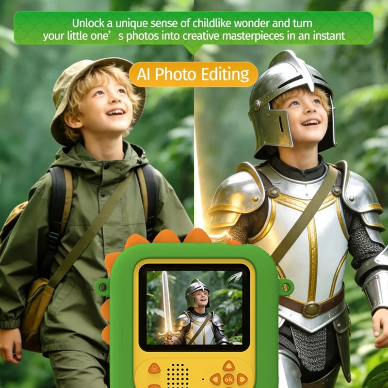 Cámara Inteligente AI-D2 con Impresión Instantánea, Cámara para Niños con Asistente de Aprendizaje por Voz y Cámara AI de 2,4 pulgadas - Verde