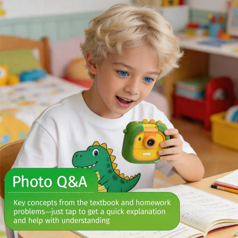 Cámara Inteligente AI-D2 con Impresión Instantánea, Cámara para Niños con Asistente de Aprendizaje por Voz y Cámara AI de 2,4 pulgadas - Verde