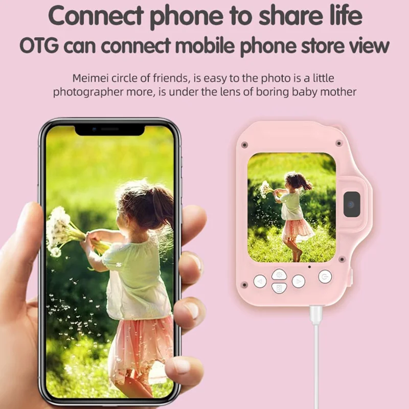 X10S 2.0" HD Screen Dual Lens Kids Camera Cute Shape 1080P Video Camera Support 32GB TF Card - Pink