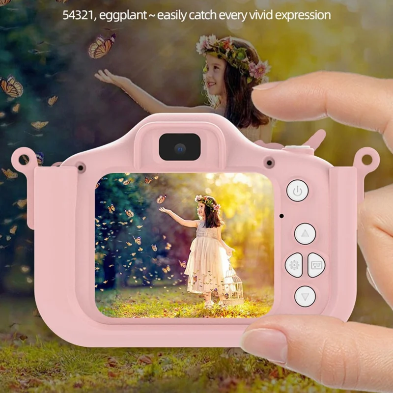 X10S 2.0" HD Screen Dual Lens Kids Camera Cute Shape 1080P Video Camera Support 32GB TF Card - Pink