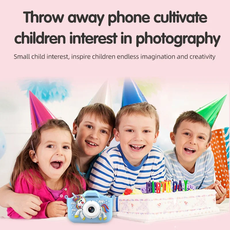 X10S 2.0" HD Screen Dual Lens Kids Camera Cute Shape 1080P Video Camera Support 32GB TF Card - Blue