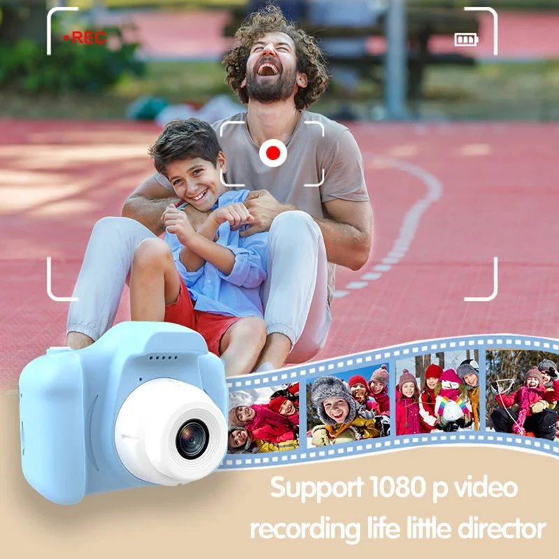 X10S 2.0" HD Screen Dual Lens Kids Camera Cute Shape 1080P Video Camera Support 32GB TF Card - Blue