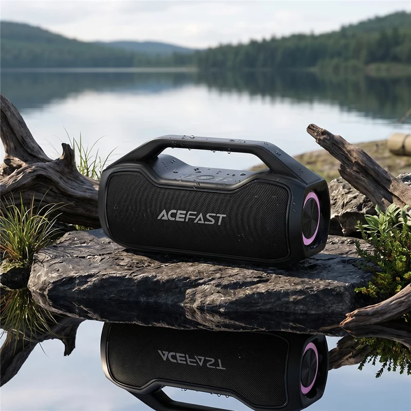 ACEFAST K14 Macchina Karaoke Portatile 120W di Potenza di Picco Bluetooth 6.0 Altoparlante Wireless con Doppio Microfono - Nero