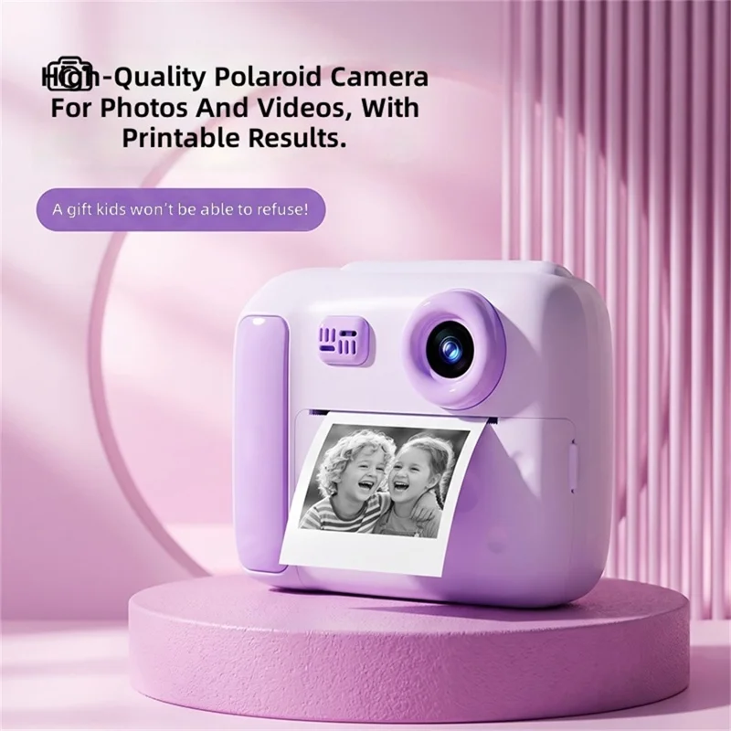 D3 Børnenes Instant Print-kamera med 2,4 tommer IPS-skærm og 1080P HD-videooptager - Blå