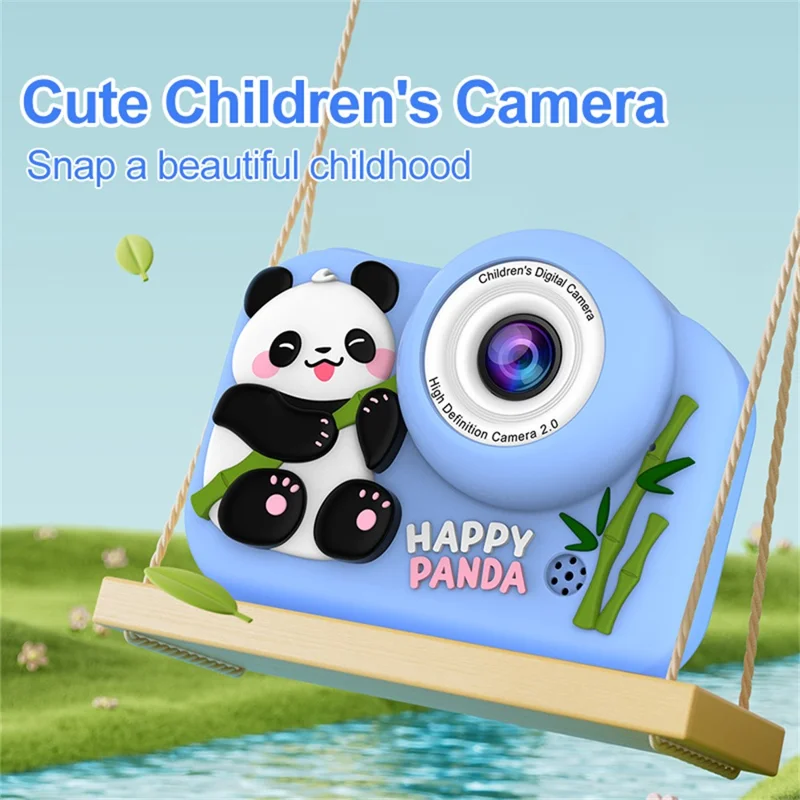 M03 Kids Camera Dual Lens 2.0 Inch IPS Screen 1080P Video Digital Camera with MP3 Player - Blue Panda