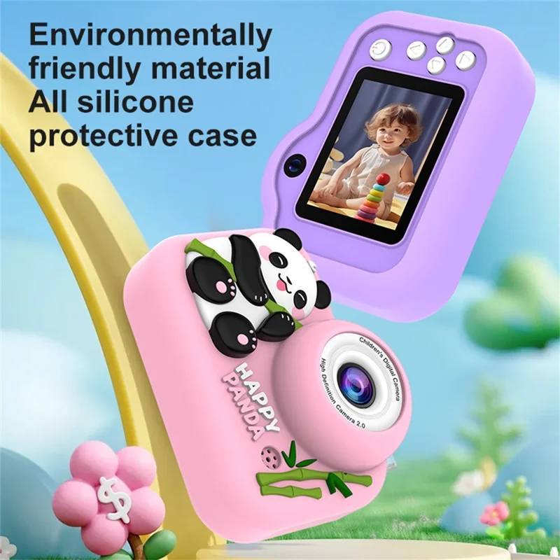 M03 Kids Camera Dual Lens 2.0 Inch IPS Screen 1080P Video Digital Camera with MP3 Player - Blue Panda