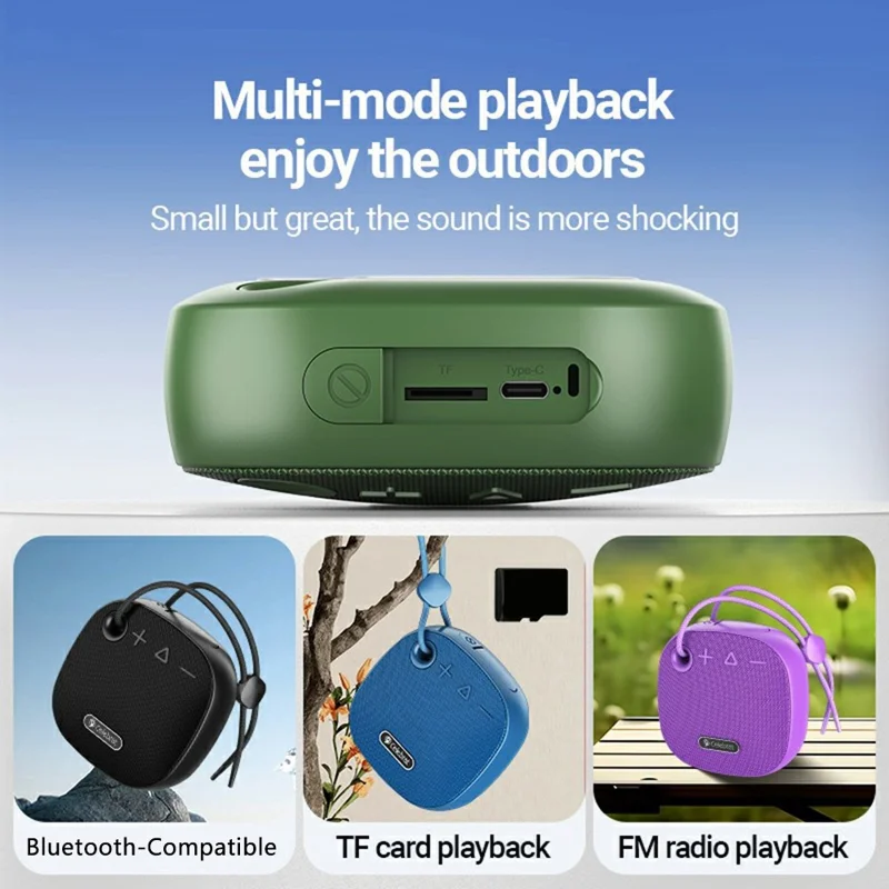 CELEBRAT SP-19 Mini Portable Bluetooth-compatible Speaker IPX4 Waterproof FM Radio Support TF Card - Black