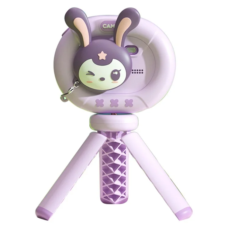 K62 2.4" Flip-Up HD Screen Children Camera Photo / Video Portable Mini Camera with 16G Memory Card, Tripod Stand, Lanyard - Rabbit