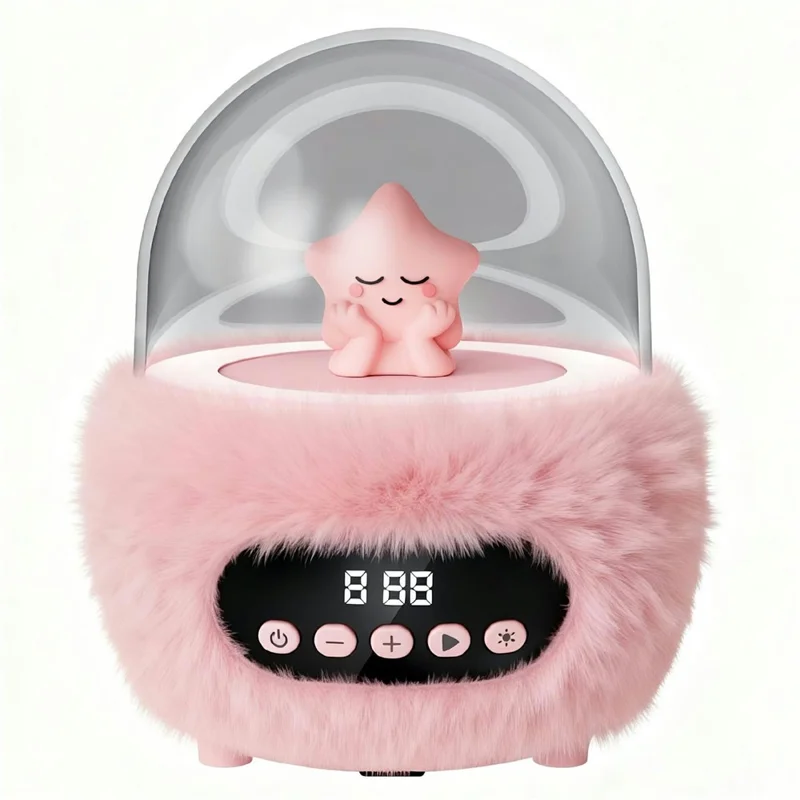 P16 Bluetooth-compatible 5.4 Portable Karaoke Speaker with Dual Microphone RGB Ambient Light Alarm Clock - Pink