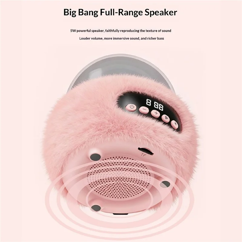 P16 Bluetooth-compatible 5.4 Portable Karaoke Speaker with Dual Microphone RGB Ambient Light Alarm Clock - Pink