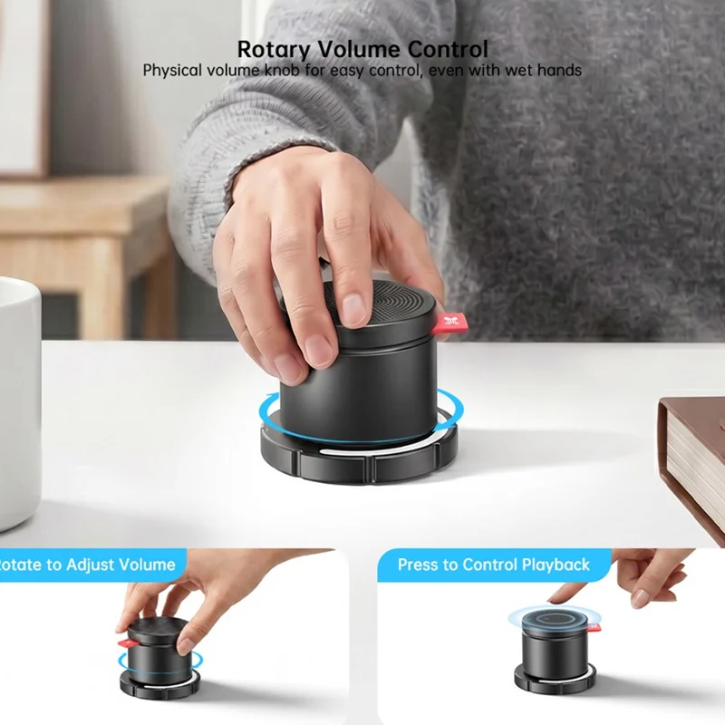 XUNDD SP019 500mAh Magnetic Wireless Speaker Bluetooth-compatible V5.4 5W IPX5 Waterproof - Black