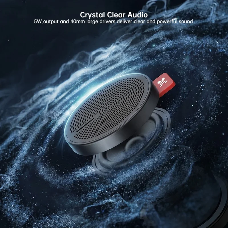 XUNDD SP019 500mAh Magnetic Wireless Speaker Bluetooth-compatible V5.4 5W IPX5 Waterproof - Black