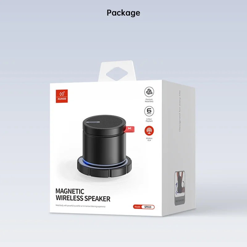 XUNDD SP019 500mAh Magnetic Wireless Speaker Bluetooth-compatible V5.4 5W IPX5 Waterproof - Black
