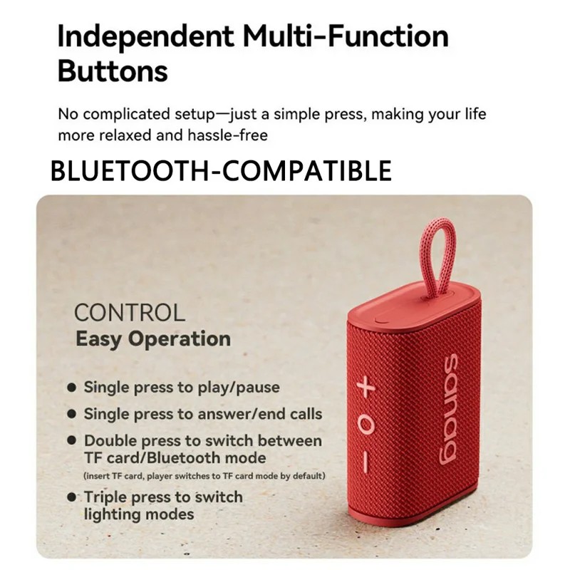 SANAG M13S II Pro Max 360 Degree Stereo Sound Mini Speaker IPX7 Waterproof Bluetooth-compatible - Red
