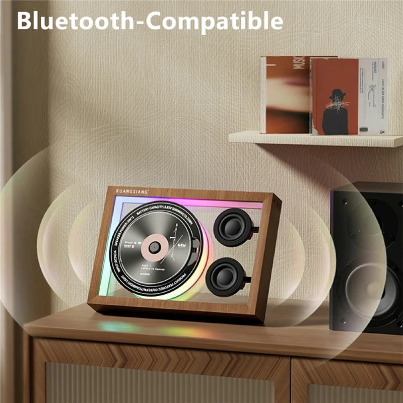 K18 CD Player Bluetooth-compatible 5.3 Speaker RGB Light Wall Mount Desktop Music Player - Black
