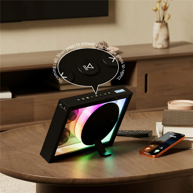 K18 CD Player Bluetooth-compatible 5.3 Speaker RGB Light Wall Mount Desktop Music Player - Black