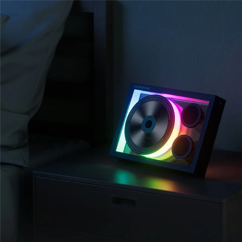 K18 CD Player Bluetooth-compatible 5.3 Speaker RGB Light Wall Mount Desktop Music Player - Black