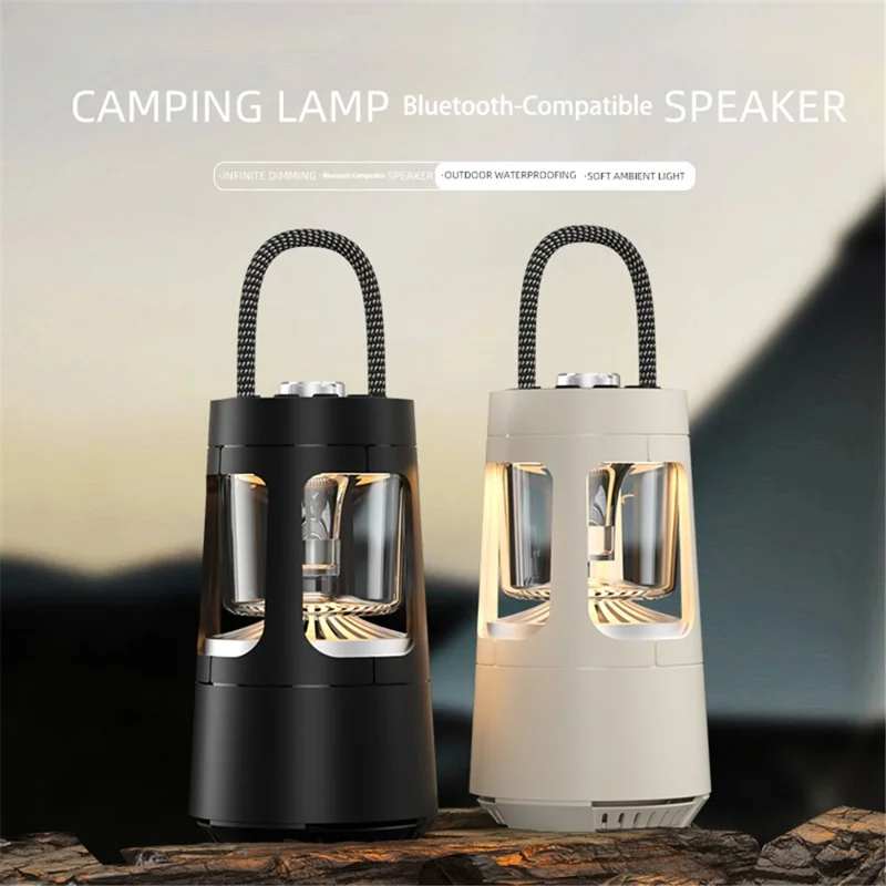 Altavoz QD08 con Linterna de Camping, Compatible con Bluetooth, Impermeable IPX5, Atenuación Continua - Negro