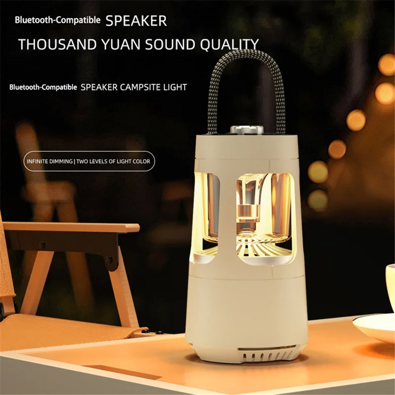 Altavoz QD08 con Linterna de Camping, Compatible con Bluetooth, Impermeable IPX5, Atenuación Continua - Negro