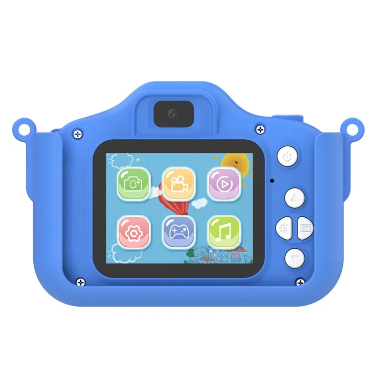 Cámara de juguete para niños con doble lente y diseño de dinosaurio de dibujos animados X13S, con tarjeta TF de 32 GB y lector de tarjetas (certificación CE) - Azul