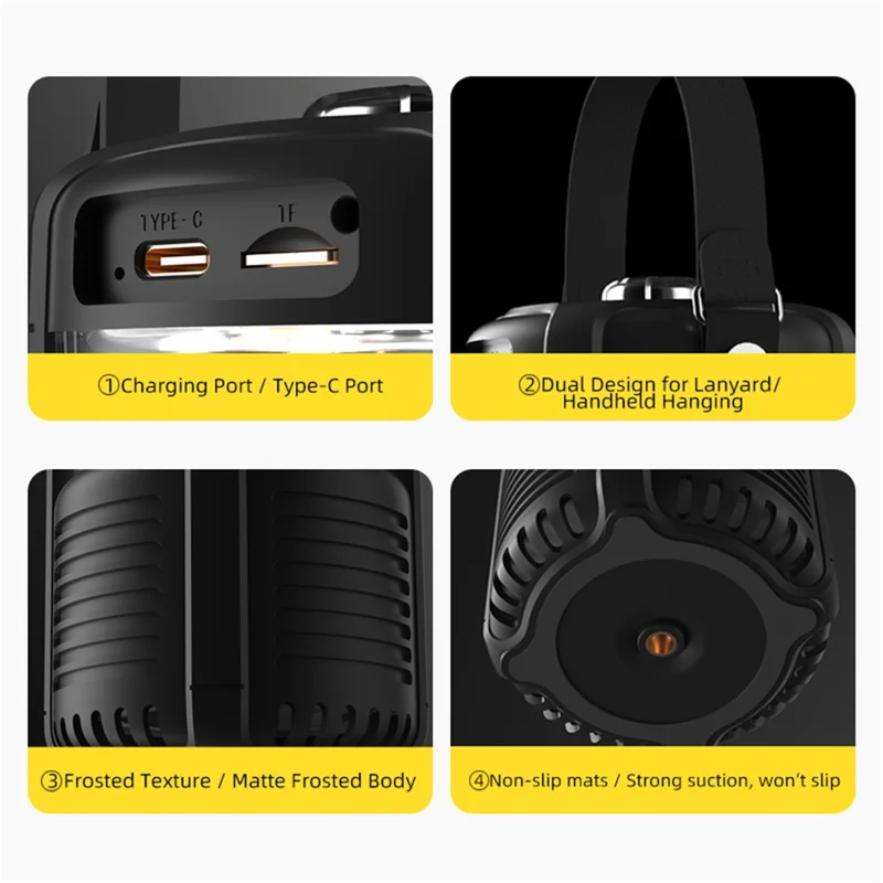 QD21 Lanterne de camping Bluetooth 5.3, haut-parleur, variation continue de l'éclairage, lumière chaude / blanche, étanche IPX5, batterie 3000 mAh - Blanc