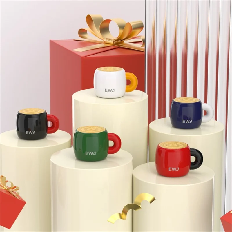 EWA A163 Cup Shape 5W Portable Bluetooth-compatible Speaker, 10m Range, Downward Passive Radiator, 700mAh Battery - Red