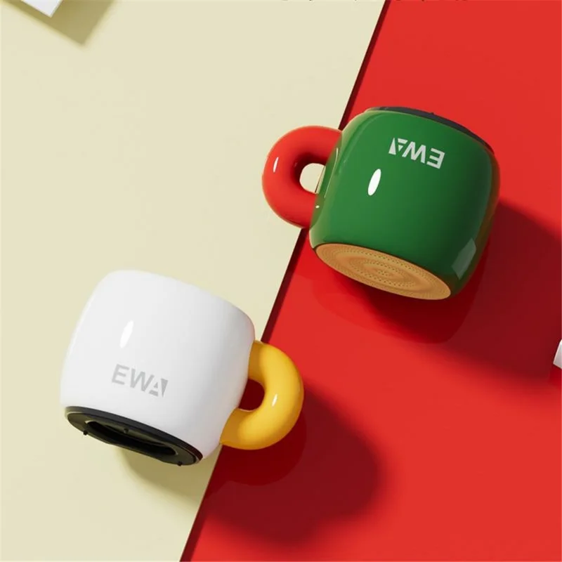EWA A163 Cup Shape 5W Portable Bluetooth-compatible Speaker, 10m Range, Downward Passive Radiator, 700mAh Battery - Red