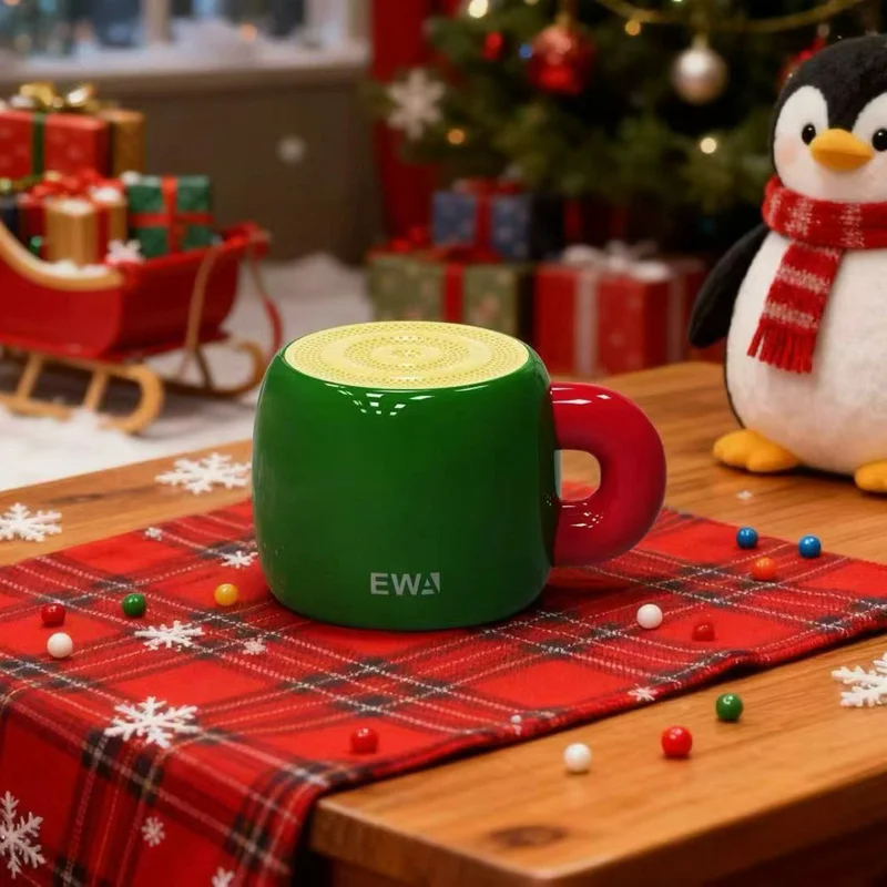 EWA A163 Cup Shape 5W Portable Bluetooth-compatible Speaker, 10m Range, Downward Passive Radiator, 700mAh Battery - Red