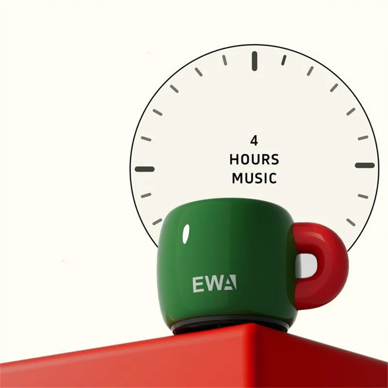 EWA A163 Cup Shape 5W Portable Bluetooth-compatible Speaker, 10m Range, Downward Passive Radiator, 700mAh Battery - Red